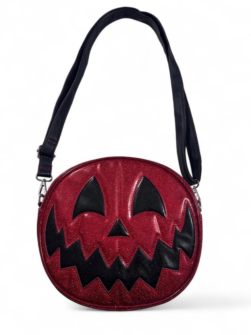 Love Pain and Stitches Pumpkin Kult Red Glitter Happy Jack-o’-lantern Crossbody